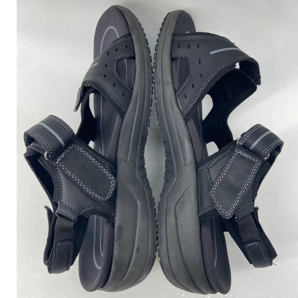 Orthofeet Sandals Men 10.5 EE Wide Black Gemini 566 Orthopedic Comfort Walking